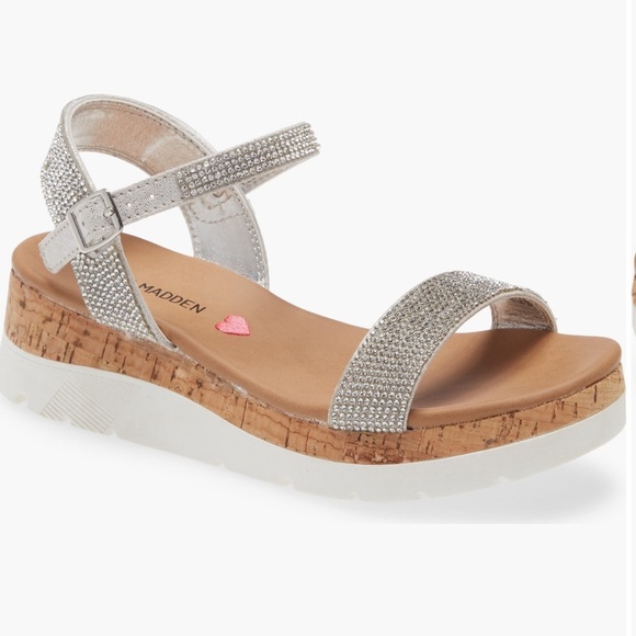 Other - Steve Madden silver Rhinestone Wedge Kids Shoes size 4